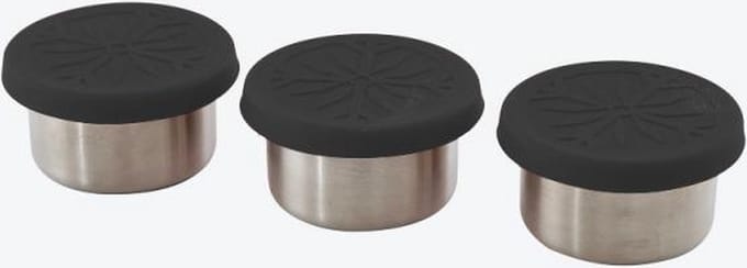 Point-Virgule set van 3 voorraaddoosjes uit rvs met deksel uit silicone zwart 60ml