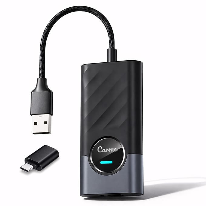 CarMe 2-in-1 CarPlay Dongle PLUS - Met Extra Apps - Ondersteunt Youtube & Netflix - Draadloos CarPlay & Android Auto - CarPlay Adapter - Android Auto Dongle - Zwart