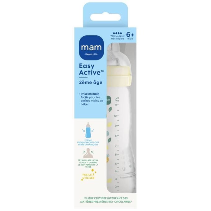 Fles - MAM BABY - Easy Active - +6 maanden - 330 ml - Speen flow X - Parel