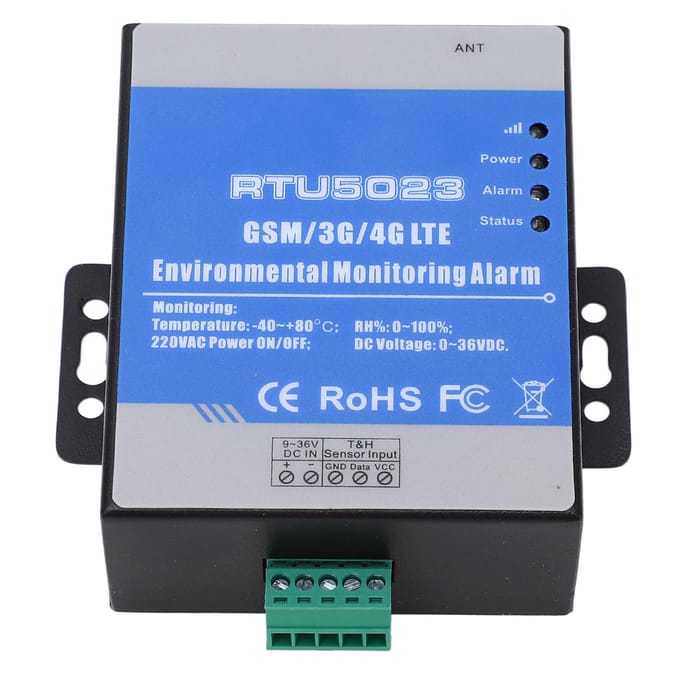 RTU5023 GSM 3G 4G LTE Omgevingsalarm 0?36V Temperatuur Vochtigheid Uitschakeldetector voor Thuis gray