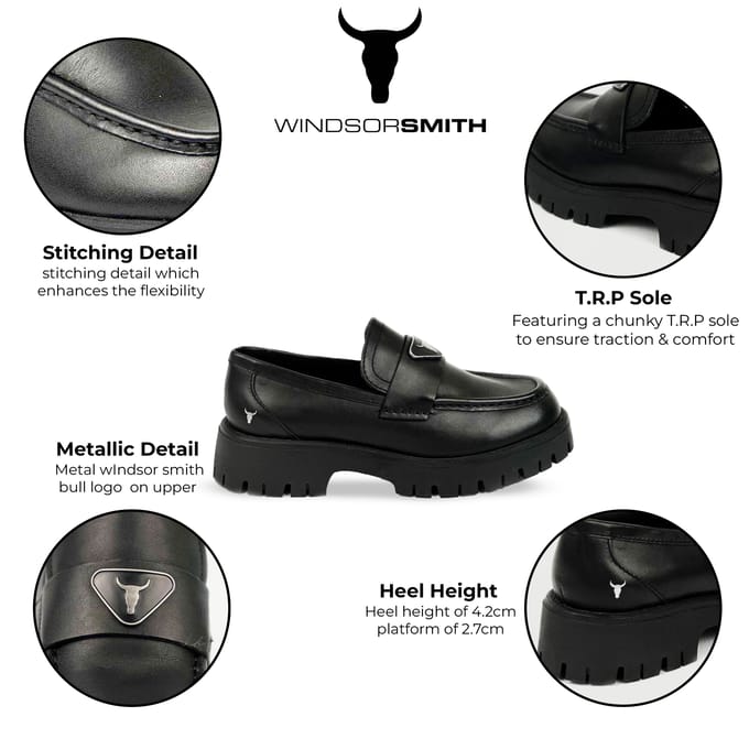 Windsor Smith Zwarte Leren Chunky Loafers - Throne