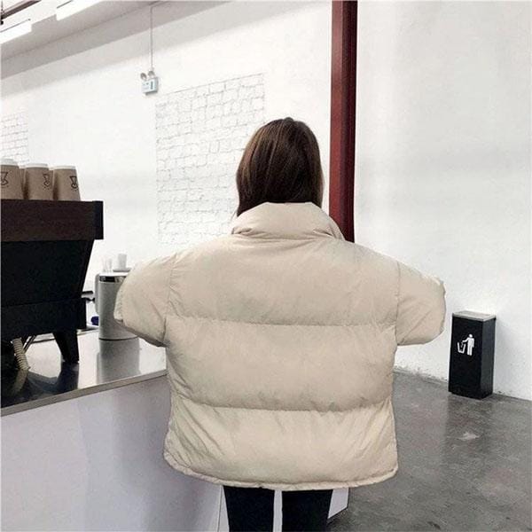 Veste matelassée d'hiver courte et polyvalente pour étudiant, manteau ample et épais pour l'hiver S gray