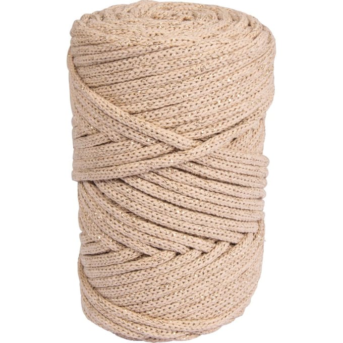 Gerecycled garen met gouddraad, Ø 4mm - Zand
