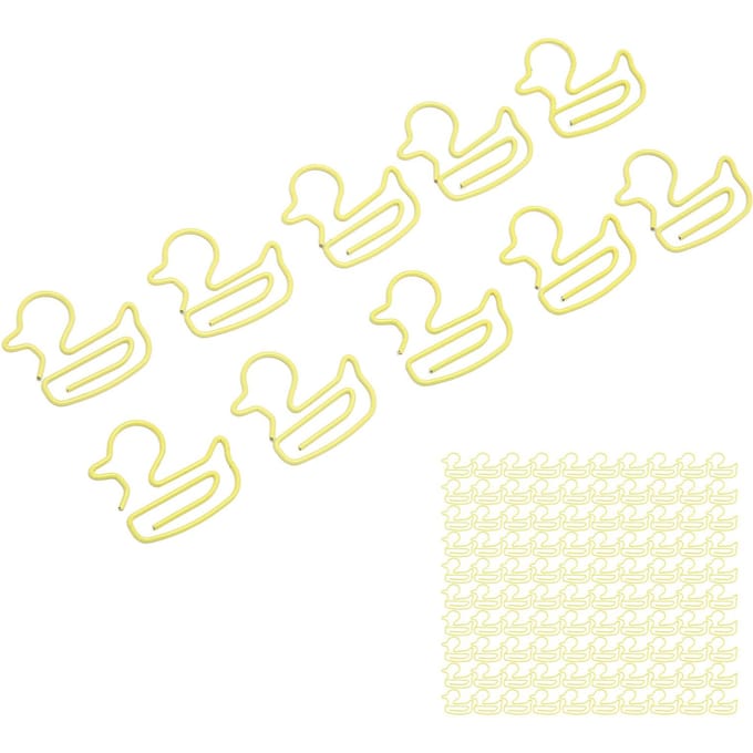 100 Stuks Paperclips Gele Eend Vorm Lichtgewicht Draagbaar Galvaniseerproces Metalen Paperclip Kantoor Clips beige