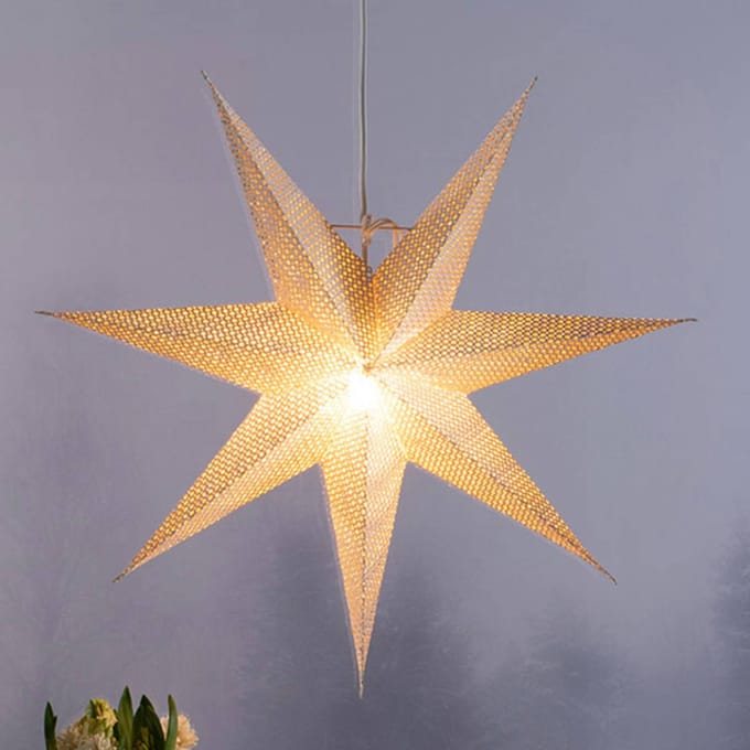 Konstsmide Christmas Decoratie ster, wit papier, gatenpatroon, 7-punts