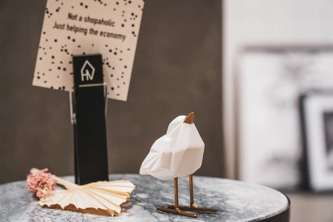 Love Bird / Vogel Beeldje - Hoogte 13 cm - Wit & Goud