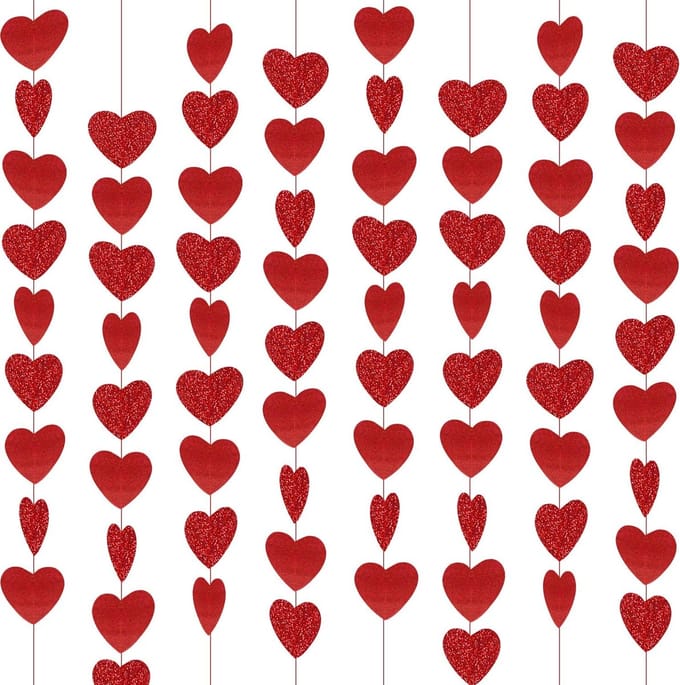Go Go Gadget - Hartjes decoratie - Hart slinger - Verticaal - Versier met liefde - 1 set van 6 - Rood