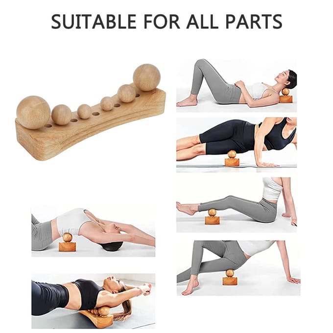 Psoas Spier Release Tool Houten Lichaamsmassage Tool Triggerpoint Houten Massager met 6 Massagekoppen beige