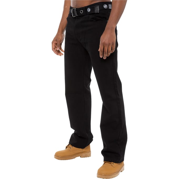 Enzo | Heren Regular Fit Denim Jeans Met Riem - Zwart