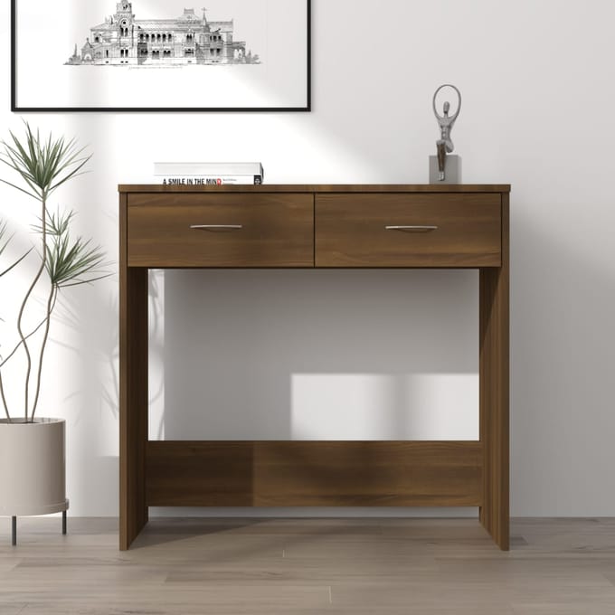 vidaXL - Bureau - 80x40x75 - cm - bewerkt - hout - bruin - eikenkleur