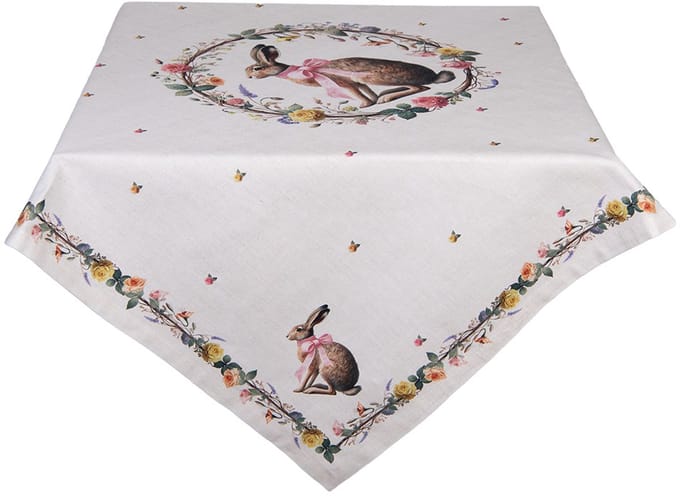 Clayre & Eef Tafelkleed 100x100 cm Beige Katoen