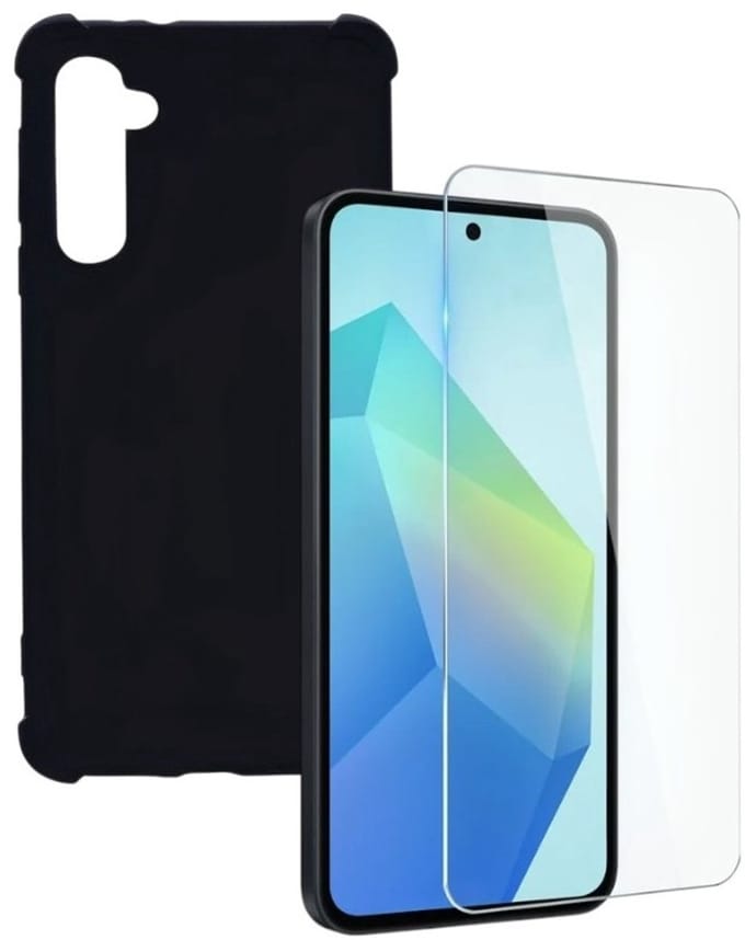 Shockproof Hoesje Geschikt voor: Samsung Galaxy A36 - Anti -Shock Silicone - Zwart + 2x Screenprotector