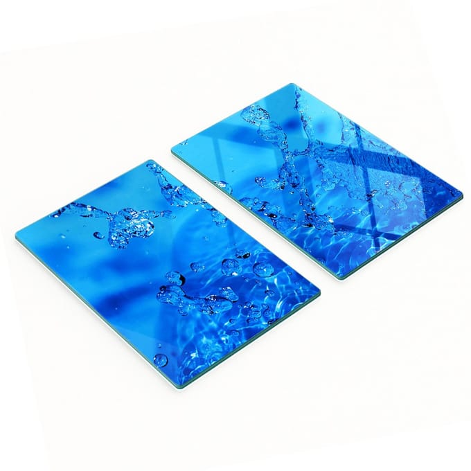 Glazen serveerplanken met waterdruppelmotief, 2x40x52 cm