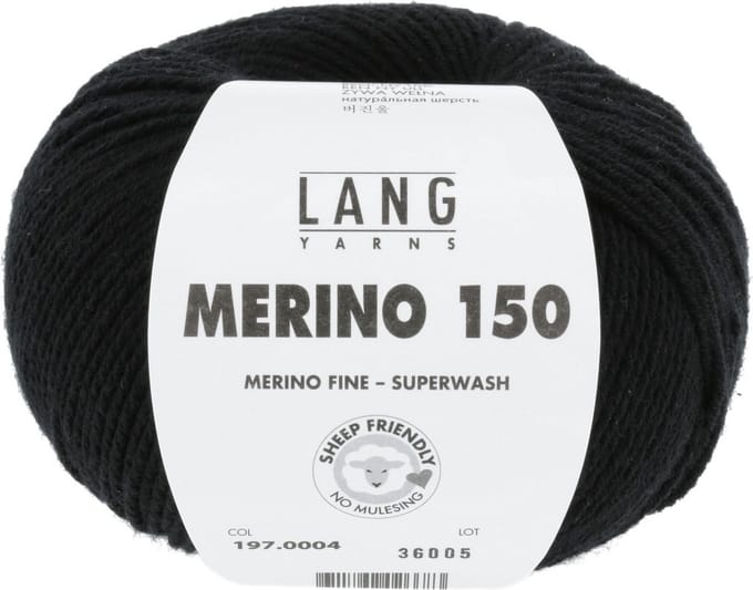 Lang Yarns Merino 150 - 04 zwart - Merinowol Garen
