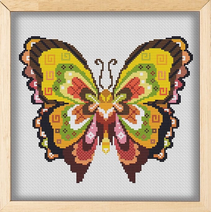 BORDUURPAKKET VLINDER - Mandala - Awesome Pattern - telpatroon om zelf te borduren