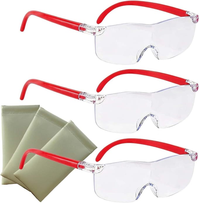 Vergrootbril set - Loepbril handsfree - Precisiewerk details - Voor brildragers - 3x vergroting - Rood