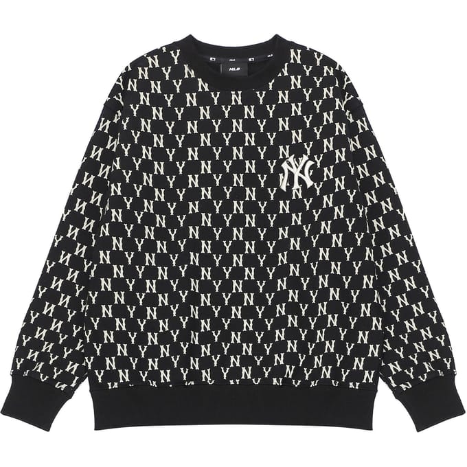MLB New York Yankees Play Pixel Coupe Ample Pull à Col Rond Brodé Logo Imprimé Partout Sweat à Manches Longues 3AMTM0224-50BKS XS black