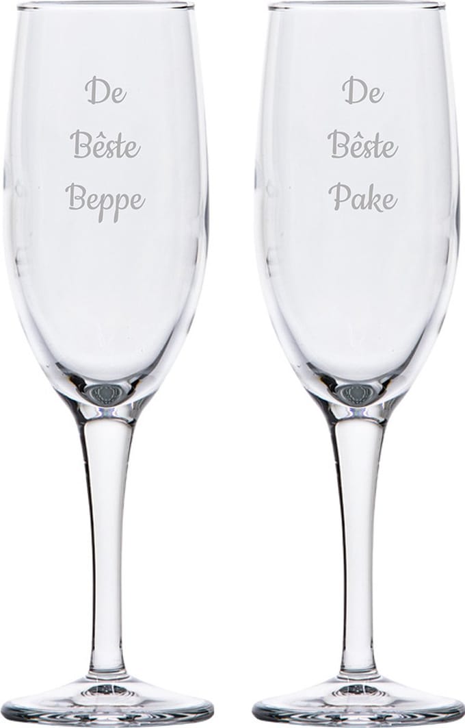 Gegraveerde Champagneglas 16,5cl De Bêste Pake-De Bêste Beppe