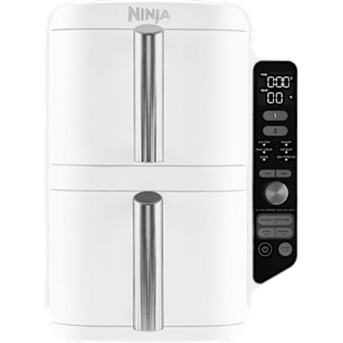 Ninja Double Stack Airfryer XXL - 9.5 Liter - Dubbele Gestapelde Lades - 6 Programma's - Inclusief Kookrekjes - Wit - SL400EUWH