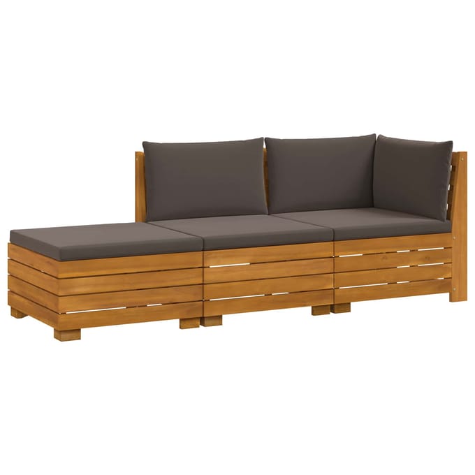 vidaXL - 3 - st - Buiten - bank - set - Massief - Acacia - Hout - Bruin