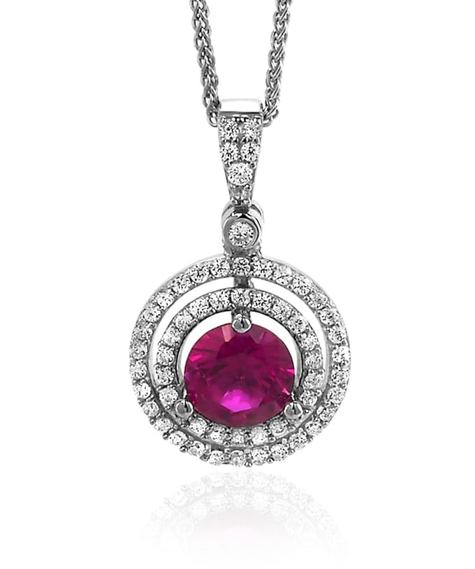 Orphelia Silver 925 Zh-7049 Pendant With Chain Zirconium /Red Cz
