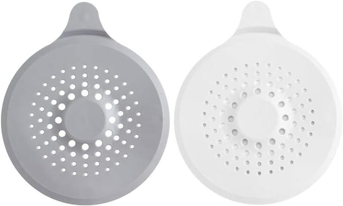 Afvoerzeef - Haarvanger - Douche en gootsteen - Sterke zuignap - 17x14cm - Wit grijs