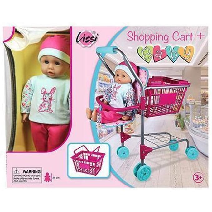 Lissi Dolls Babypop 30cm met winkelwagentje Speelpoppen