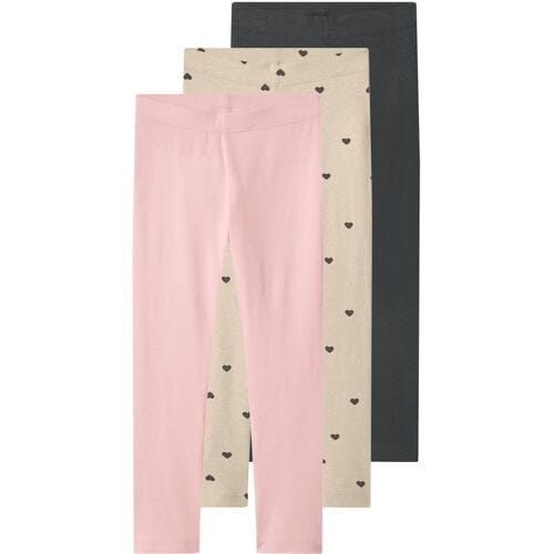 LUPILU Set van 3 kinder leggings (Beige, 98/104)