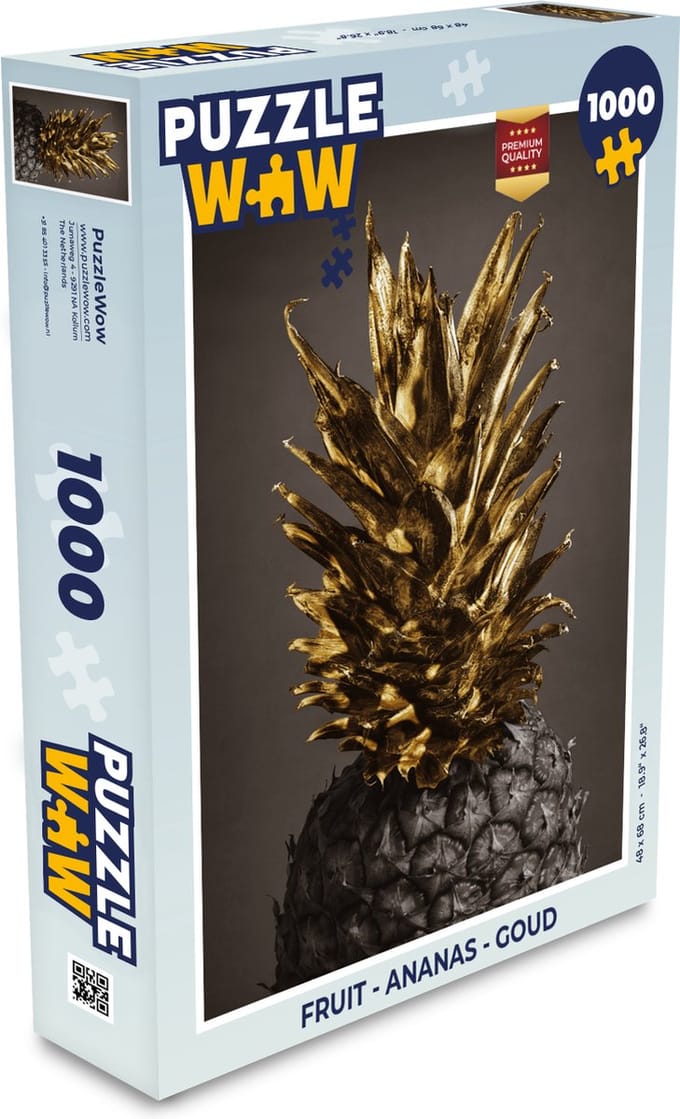 Puzzel Fruit - Ananas - Goud - Legpuzzel - Puzzel 1000 stukjes volwassenen