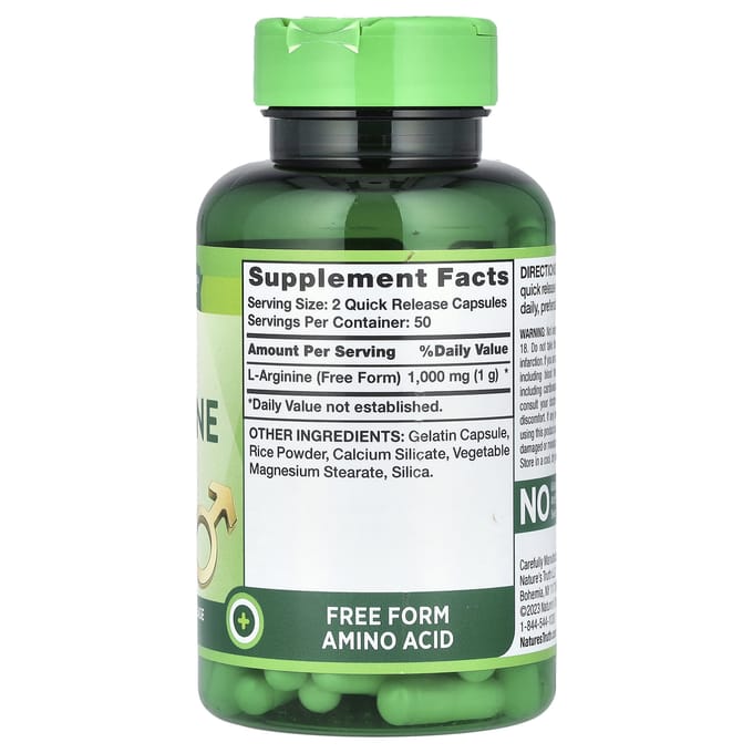 Nature's Truth, L-Arginine, 1.000 mg, 100 snel oplosbare capsules (500 mg per capsule)