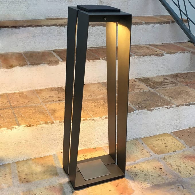 Les Jardins LED solarlantaarn Skaal van aluminium, 70 cm grijs