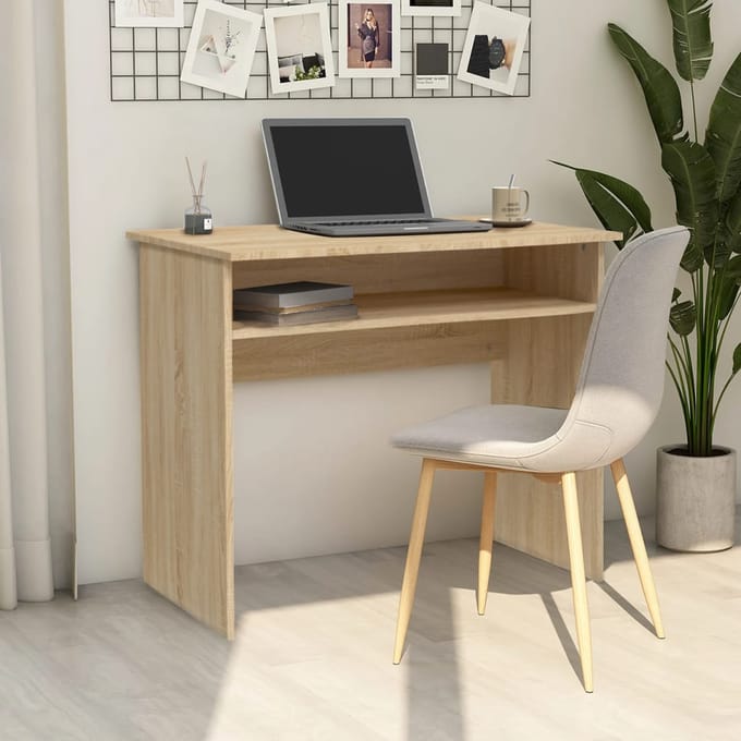 vidaXL - Bureau - 90x50x74 - cm - bewerkt - hout - sonoma - eikenkleurig
