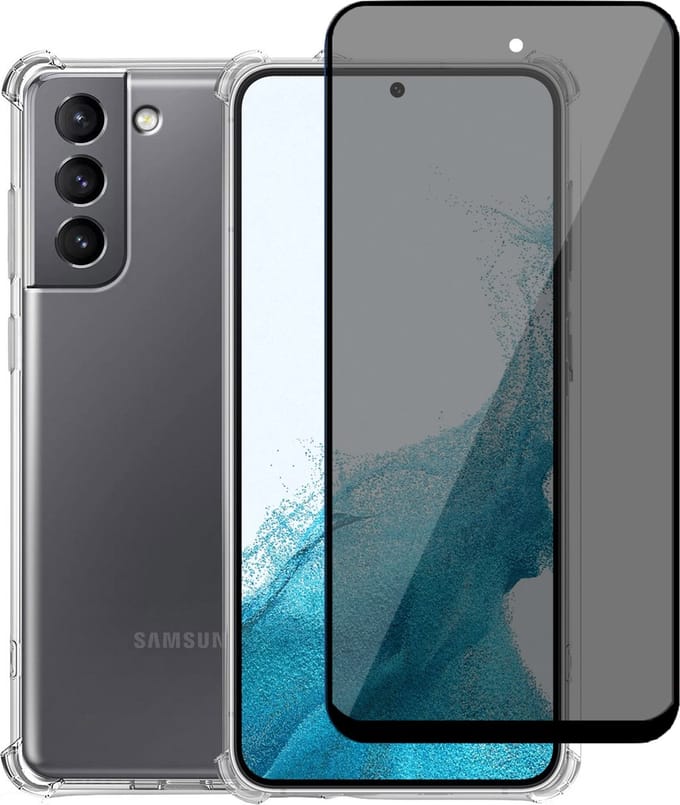 Hoesje geschikt voor Samsung S22 + Screenprotector – Gehard Glas Cover - Shock Proof Case Transparant