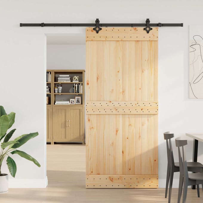 vidaXL - Schuifdeur - NARVIK - Naturel - en - Zwart - 95 - x - 210 - cm - (213,5 - cm)