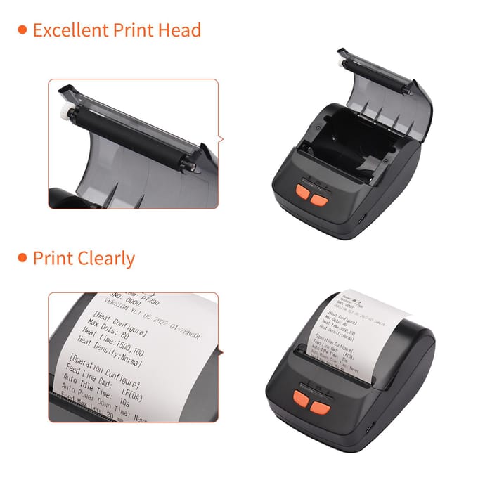 Bisofice Kwitantieprinter Draagbare 58mm Mobiele Thermische Printer Draadloze BT Mini Bill Ticket Printing with 6pcs thermal paper roll