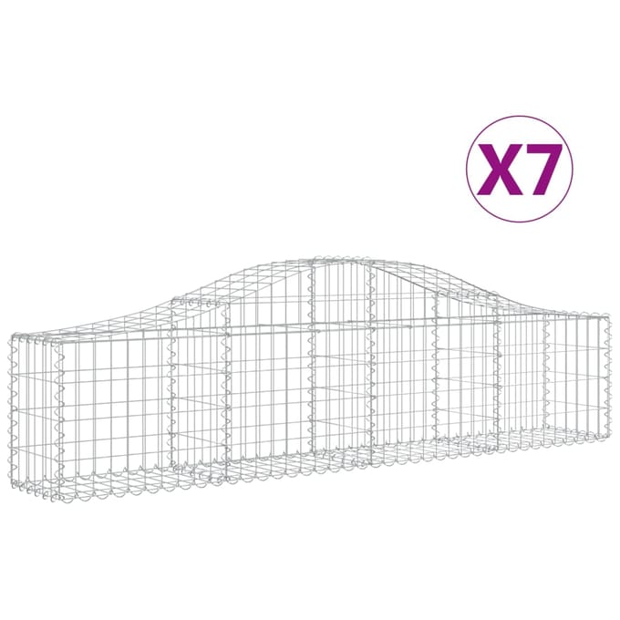 vidaXL - Schanskorven - 7 - st - gewelfd - 200x30x40/60 - cm - gegalvaniseerd - ijzer