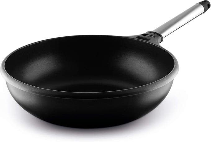 Aluminium Wok met Afneembare Handgreep voor Optimale Kookprestaties