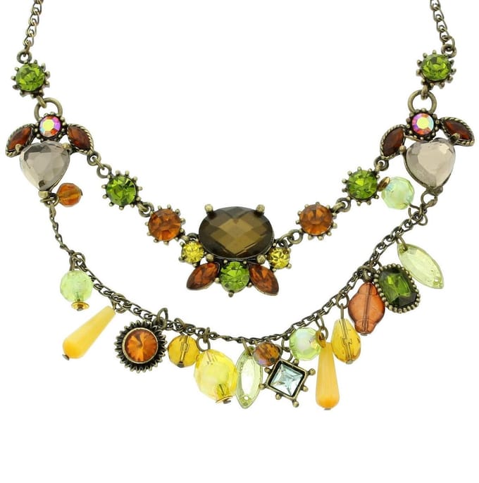 Behave - Ketting met groene en amber steentjes - Eclectische stijl
