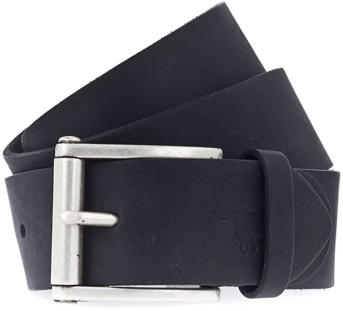 MUSTANG Leren Riem Leather Belt 4.5 W85 Black Zwart Grijs