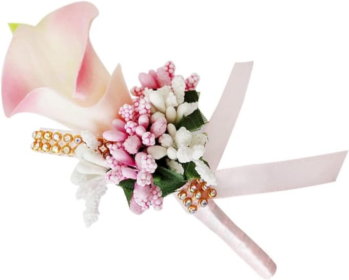Bloem Broche Pin - Kunstbloem Corsage - Bruiloft Decoratie - Met Strass - 6x12cm - Roze