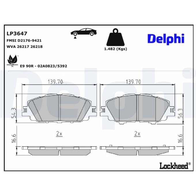 Remblokset DELPHI LP3647, voor