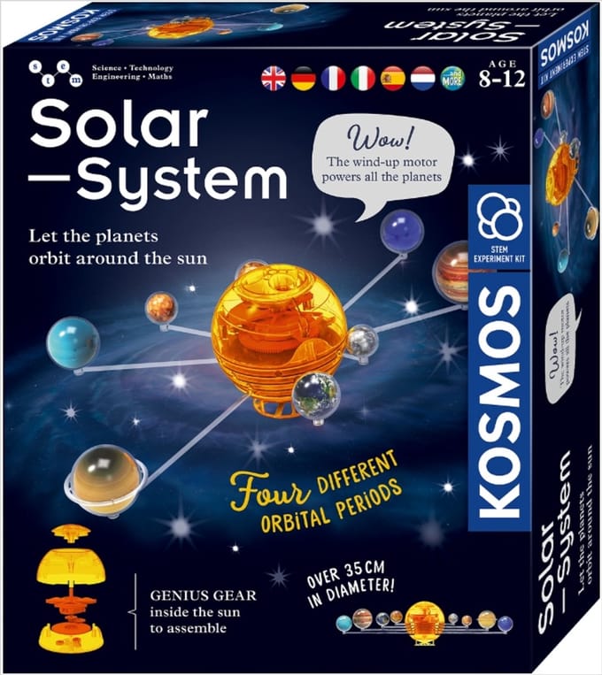 KOSMOS Orbiting Solar System - Bouw Je Eigen Zonnestelsel - Mechanisch Model met Opwindmotor - Geen Batterijen Nodig - 35 cm Diameter - STEM Experimenteerset - Vanaf 8 Jaar