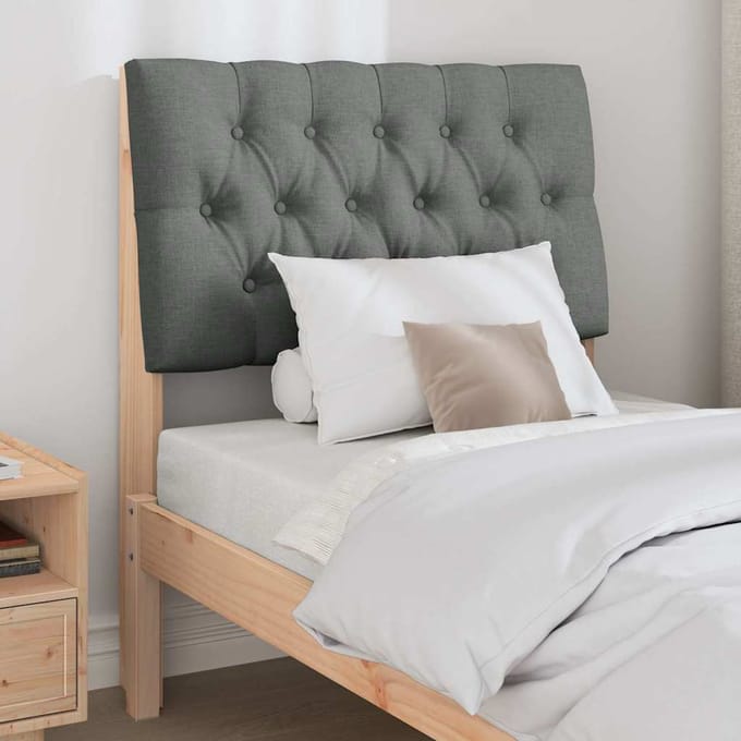 vidaXL - Gestoffeerd - hoofdbord - Donkergrijs - 75 - cm - Massief - grenenhout