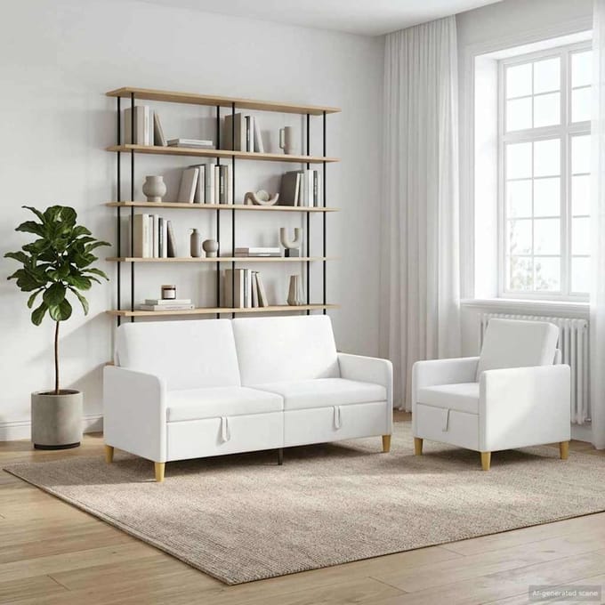 vidaXL - Sofa - Set - Met - Opslag - 2 - st - Wit - Polyester
