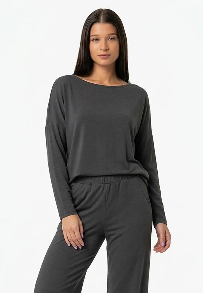Viscose Oversize Longsleeve DONKERGRIJS
