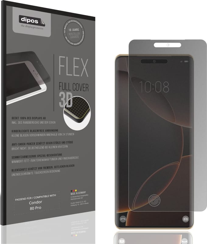 dipos FLEX – Matte Privacy Screenprotector geschikt voor Condor 80 Pro | Volledige Schermbescherming | Case-Friendly