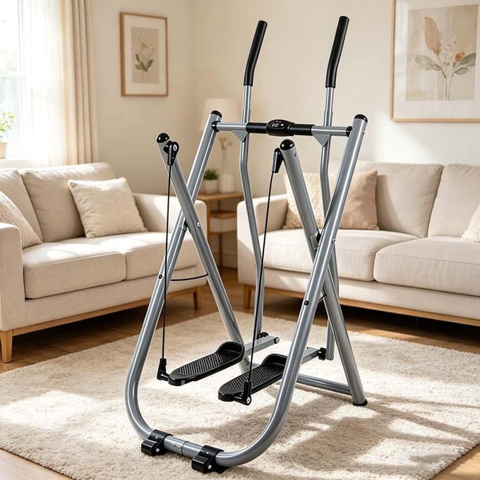 Opvouwbare crosstrainer - Cardio apparaat - Thuis trainen - Complete lichaamstraining - 111x74x136.5 cm - Zilver