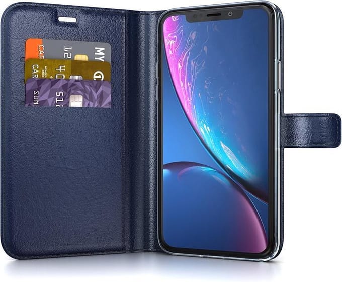 BeHello iPhone XR Hoesje - Gel Wallet Case Met Ruimte Voor 3 Pasjes Blauw