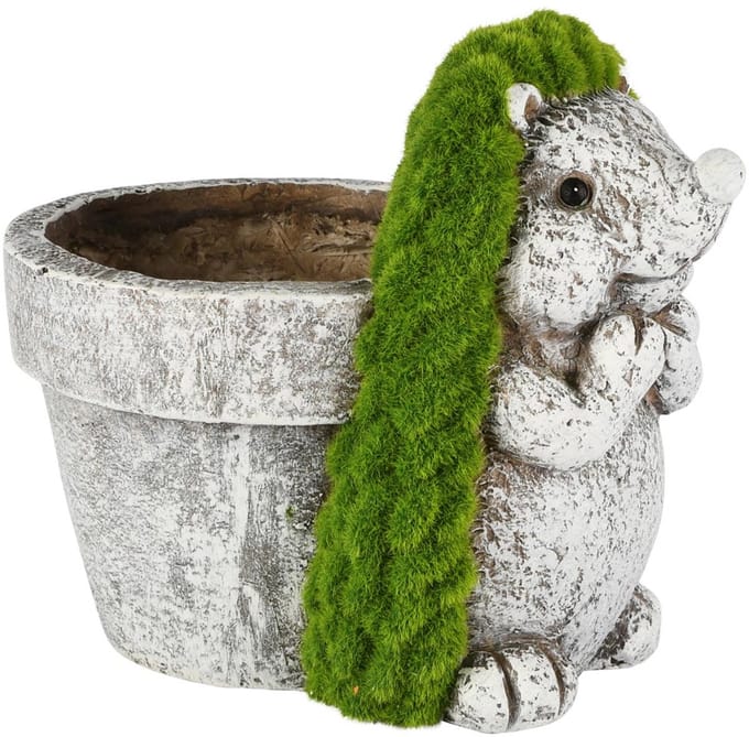 Dekoratief | Bloempot egel, groen/grijs, magnesium, 27x20x22cm | A260097