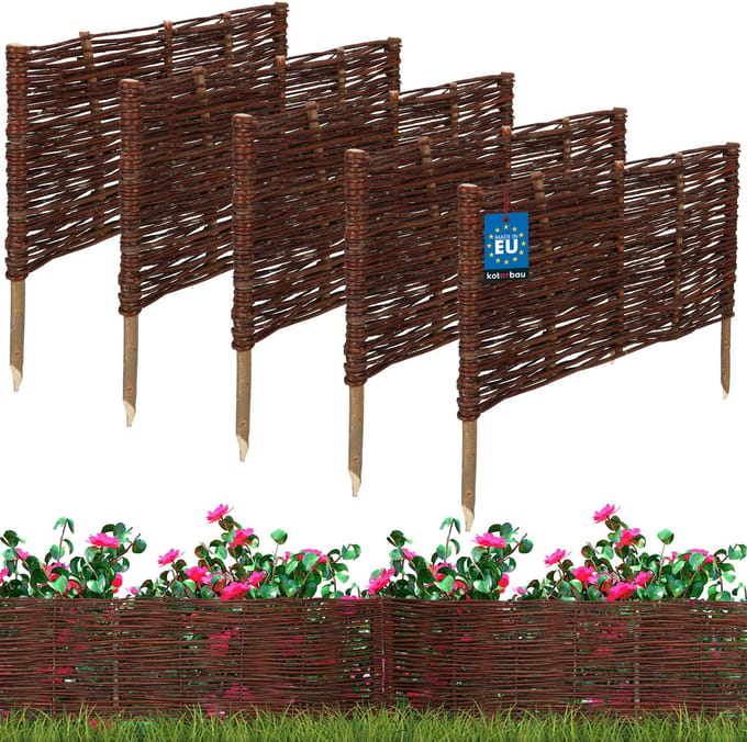 Kotarbau - Tuin Wicker Palisade - 60x30 cm - Natuurlijk - Set van 5